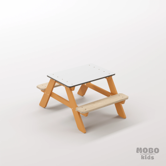 Panter Micro Turuncu Ahşap Gövdeli Ev İçi Oyun Masası - Beyaz Kompakt Tablalı Kreş Tipi Aktivite Seti