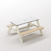 Panter Beyaz Kompakt Tablalı Çocuk Bahçe Bankı - Masif Ahşap 4 Çocuk Kapasiteli Piknik ve Bahçe Masası - Bej Seçeneği