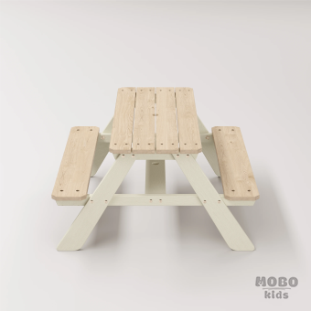 4-10 yaş grubuna uygun, birinci sınıf masif ahşaptan üretilmiş, 4 çocuk kapasiteli; anaokulu, oyun alanı ve balkon setleri için yüksek dayanımlı doğal ahşap keşif üssü. - Bej - Görsel 4