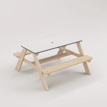 Panter Beyaz Kompakt Tablalı Çocuk Bahçe Bankı - Masif Ahşap 4 Çocuk Kapasiteli Piknik ve Bahçe Masası