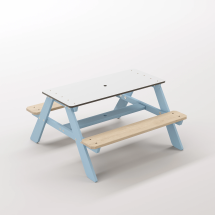 Panter Beyaz Kompakt Tablalı Çocuk Bahçe Bankı - Masif Ahşap 4 Çocuk Kapasiteli Piknik ve Bahçe Masası - Gökmavi Seçeneği