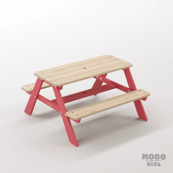 Panter Tiny Gül Kırmızı Ahşap Çocuk Oyun Alanı Seti - Anaokulu ve Bahçe Etkinlik Masası