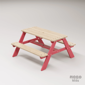 4-10 yaş grubuna uygun, birinci sınıf masif ahşaptan üretilmiş, 4 çocuk kapasiteli; anaokulu, oyun alanı ve balkon setleri için yüksek dayanımlı doğal ahşap keşif üssü. - Gül Kırmızı - Görsel 3