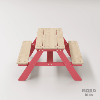 4-10 yaş grubuna uygun, birinci sınıf masif ahşaptan üretilmiş, 4 çocuk kapasiteli; anaokulu, oyun alanı ve balkon setleri için yüksek dayanımlı doğal ahşap keşif üssü. - Gül Kırmızı - Görsel 4
