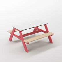 Panter Beyaz Kompakt Tablalı Çocuk Bahçe Bankı - Masif Ahşap 4 Çocuk Kapasiteli Piknik ve Bahçe Masası - Gül Kırmızı Seçeneği