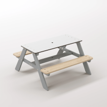 Panter Beyaz Kompakt Tablalı Çocuk Bahçe Bankı - Masif Ahşap 4 Çocuk Kapasiteli Piknik ve Bahçe Masası - Gümüş Gri Seçeneği