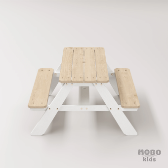 4-10 yaş grubuna uygun, birinci sınıf masif ahşaptan üretilmiş, 4 çocuk kapasiteli; anaokulu, oyun alanı ve balkon setleri için yüksek dayanımlı doğal ahşap keşif üssü. - Kar Beyaz - Görsel 4