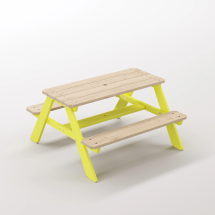 4-10 yaş grubuna uygun, birinci sınıf masif ahşaptan üretilmiş, 4 çocuk kapasiteli; anaokulu, oyun alanı ve balkon setleri için yüksek dayanımlı doğal ahşap keşif üssü. - Limon Sarısı Seçeneği