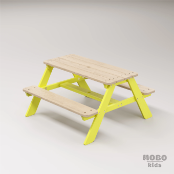 4-10 yaş grubuna uygun, birinci sınıf masif ahşaptan üretilmiş, 4 çocuk kapasiteli; anaokulu, oyun alanı ve balkon setleri için yüksek dayanımlı doğal ahşap keşif üssü. - Limon Sarısı - Görsel 3