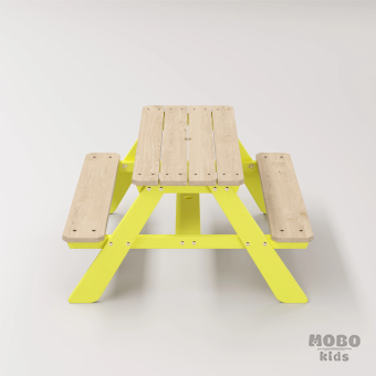 4-10 yaş grubuna uygun, birinci sınıf masif ahşaptan üretilmiş, 4 çocuk kapasiteli; anaokulu, oyun alanı ve balkon setleri için yüksek dayanımlı doğal ahşap keşif üssü. - Limon Sarısı - Görsel 4