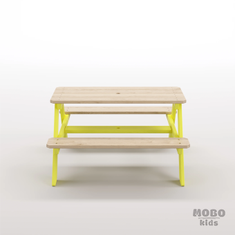 4-10 yaş grubuna uygun, birinci sınıf masif ahşaptan üretilmiş, 4 çocuk kapasiteli; anaokulu, oyun alanı ve balkon setleri için yüksek dayanımlı doğal ahşap keşif üssü. - Limon Sarısı - Görsel 5