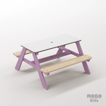 Panter Tiny Menekşe Moru Ahşap Gövdeli Anaokulu Oyun Seti - Beyaz Kompakt Tablalı Etkinlik Masası