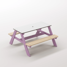 Panter Beyaz Kompakt Tablalı Çocuk Bahçe Bankı - Masif Ahşap 4 Çocuk Kapasiteli Piknik ve Bahçe Masası - Menekşe Moru Seçeneği