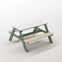 Panter Beyaz Kompakt Tablalı Çocuk Bahçe Bankı - Masif Ahşap 4 Çocuk Kapasiteli Piknik ve Bahçe Masası - Orman Yeşili Seçeneği