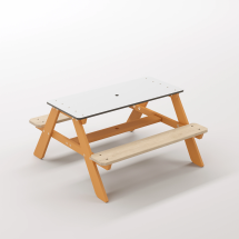 Panter Beyaz Kompakt Tablalı Çocuk Bahçe Bankı - Masif Ahşap 4 Çocuk Kapasiteli Piknik ve Bahçe Masası - Turuncu Seçeneği