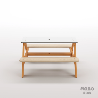 Panter Beyaz Kompakt Tablalı Çocuk Bahçe Bankı - Masif Ahşap 4 Çocuk Kapasiteli Piknik ve Bahçe Masası - Turuncu - Görsel 5