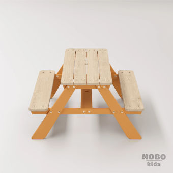 4-10 yaş grubuna uygun, birinci sınıf masif ahşaptan üretilmiş, 4 çocuk kapasiteli; anaokulu, oyun alanı ve balkon setleri için yüksek dayanımlı doğal ahşap keşif üssü. - Turuncu - Görsel 4