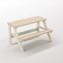 Piko Çocuk Bahçe Bankı Masif Ahşap 4 Çocuk Kapasiteli  Çalışma ve Yemek Masası - Bej Seçeneği