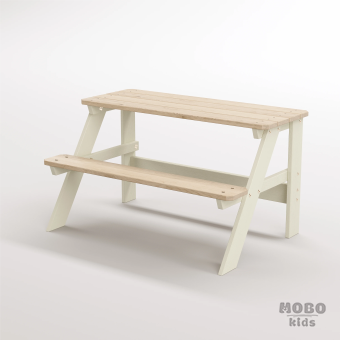 Piko Çocuk Bahçe Bankı Masif Ahşap 4 Çocuk Kapasiteli  Çalışma ve Yemek Masası - Galeri