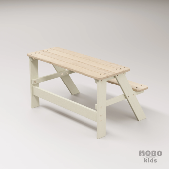 Piko Çocuk Bahçe Bankı Masif Ahşap 4 Çocuk Kapasiteli  Çalışma ve Yemek Masası - Galeri