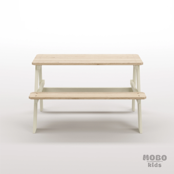 Piko Çocuk Bahçe Bankı Masif Ahşap 4 Çocuk Kapasiteli  Çalışma ve Yemek Masası - Galeri