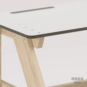 Piko Beyaz Kompakt Tablalı Çocuk Bahçe Bankı - Masif Ahşap - Çocuk Kapasiteli Çalışma ve Yemek Masası - Galeri