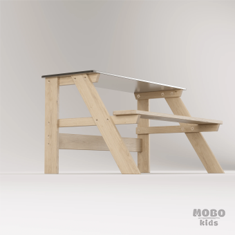 Piko Beyaz Kompakt Tablalı Çocuk Bahçe Bankı - Masif Ahşap - Çocuk Kapasiteli Çalışma ve Yemek Masası - Galeri