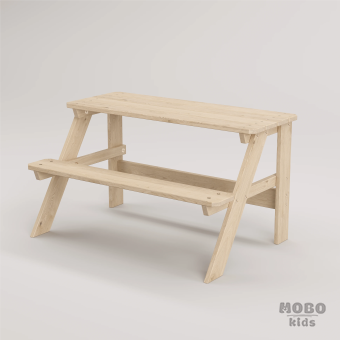Piko Çocuk Bahçe Bankı Masif Ahşap 4 Çocuk Kapasiteli  Çalışma ve Yemek Masası - Galeri