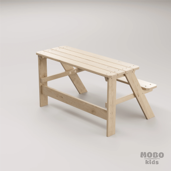 Piko Çocuk Bahçe Bankı Masif Ahşap 4 Çocuk Kapasiteli  Çalışma ve Yemek Masası - Galeri