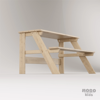 Piko Çocuk Bahçe Bankı Masif Ahşap 4 Çocuk Kapasiteli  Çalışma ve Yemek Masası - Galeri