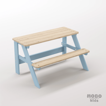 Piko Junior Gök Mavisi Masif Ahşap Çocuk Çalışma Masası - Tekli İlkokul Sıra ve Oyun Ünitesi