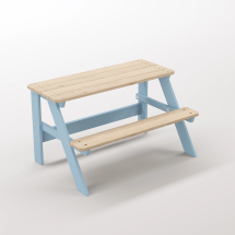 Piko Çocuk Bahçe Bankı Masif Ahşap 4 Çocuk Kapasiteli  Çalışma ve Yemek Masası - Gökmavi Seçeneği