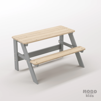 Piko Junior Gümüş Gri Masif Ahşap Modern Çocuk Masası - Tek Kişilik İlkokul Tipi Çalışma Alanı