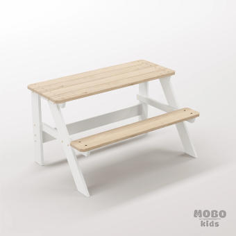 Piko Junior Kar Beyazı Masif Ahşap İlkokul Masası - Tekli Modern Çocuk Odası Çalışma Köşesi