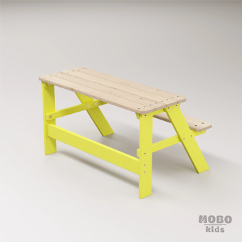Piko Çocuk Bahçe Bankı Masif Ahşap 4 Çocuk Kapasiteli  Çalışma ve Yemek Masası - Galeri
