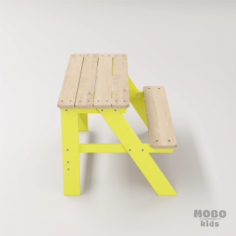 Piko Çocuk Bahçe Bankı Masif Ahşap 4 Çocuk Kapasiteli  Çalışma ve Yemek Masası - Galeri