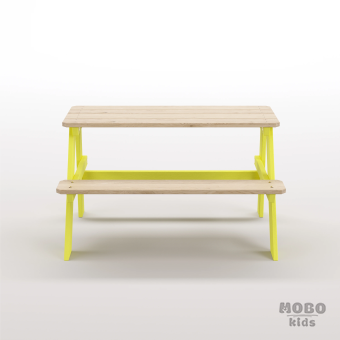 Piko Çocuk Bahçe Bankı Masif Ahşap 4 Çocuk Kapasiteli  Çalışma ve Yemek Masası - Galeri