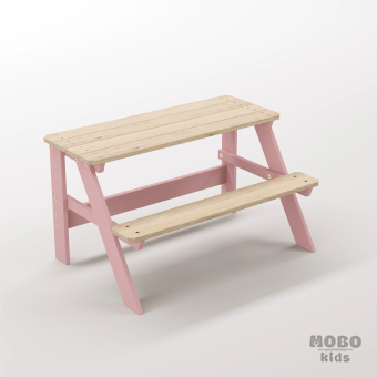 Piko Junior Masal Pembe Masif Ahşap Çocuk Odası Masası - Tekli İlkokul Aktivite ve Ders Ünitesi