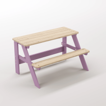 Piko Çocuk Bahçe Bankı Masif Ahşap 4 Çocuk Kapasiteli  Çalışma ve Yemek Masası - Menekşe Moru Seçeneği