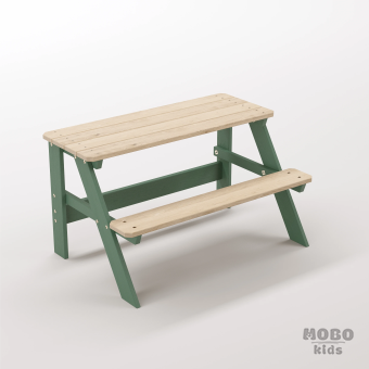 Piko Junior Orman Yeşili Masif Ahşap İlkokul Etkinlik Masası - Tek Kişilik Ergonomik Ders Sırası