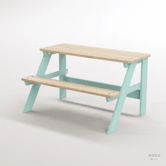 Piko Çocuk Bahçe Bankı Masif Ahşap 4 Çocuk Kapasiteli  Çalışma ve Yemek Masası - Galeri