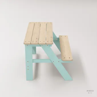 Piko Çocuk Bahçe Bankı Masif Ahşap 4 Çocuk Kapasiteli  Çalışma ve Yemek Masası - Galeri