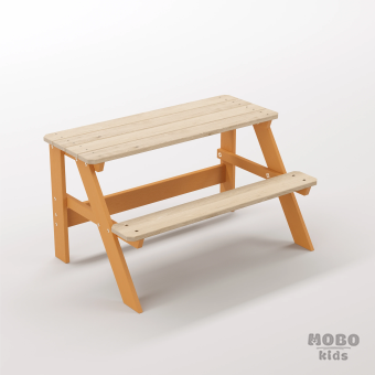 Piko Junior Turuncu Masif Ahşap Çocuk Odası Çalışma Masası - Tek Kişilik Gelişim ve Aktivite Masası