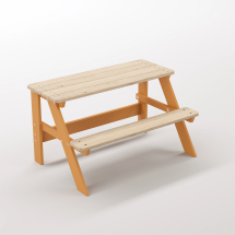 Piko Çocuk Bahçe Bankı Masif Ahşap 4 Çocuk Kapasiteli  Çalışma ve Yemek Masası - Turuncu Seçeneği
