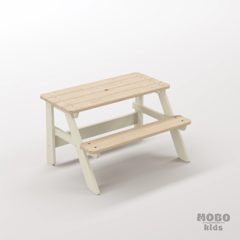 Piko Tiny Bej Estetik Masif Ahşap Balkon ve Oyun Masası - Tekli Anaokulu Aktivite Sırası