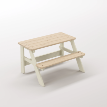 Piko Çocuk Bahçe Bankı Masif Ahşap 4 Çocuk Kapasiteli Çalışma ve Yemek Masası - Bej Seçeneği