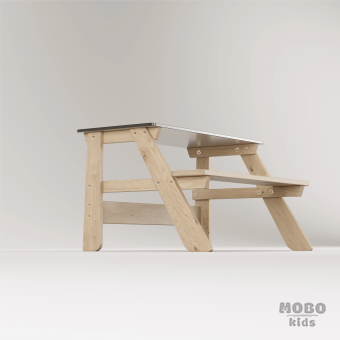 Piko Beyaz Kompakt Tablalı Çocuk Bahçe Bankı - Masif Ahşap - Çocuk Kapasiteli Çalışma ve Yemek Masası - Galeri