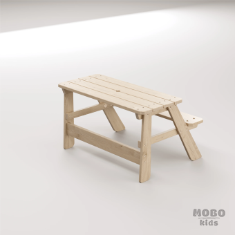 Piko Çocuk Bahçe Bankı Masif Ahşap 4 Çocuk Kapasiteli Çalışma ve Yemek Masası - Galeri