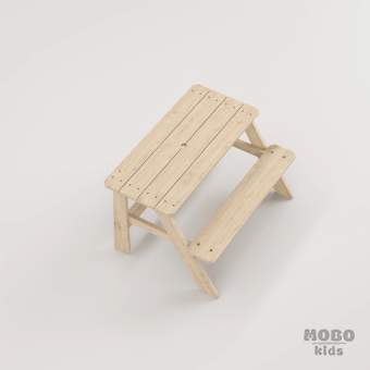 Piko Çocuk Bahçe Bankı Masif Ahşap 4 Çocuk Kapasiteli Çalışma ve Yemek Masası - Galeri