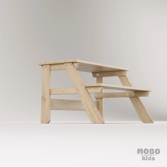 Piko Çocuk Bahçe Bankı Masif Ahşap 4 Çocuk Kapasiteli Çalışma ve Yemek Masası - Galeri